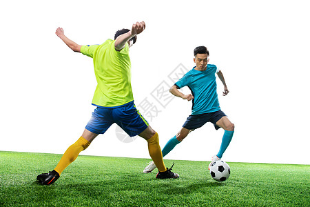 竞技运动两名足球运动员踢球图片