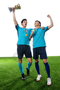 比赛成功冠军足球运动员欢呼获奖图片