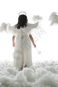 摄影翅膀裙子天使装扮的快乐小女孩图片