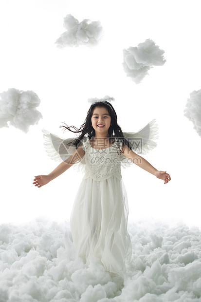 儿童虚构柔和快乐的小天使玩耍图片