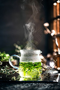 中国饮食文化健康生活方式热饮一杯绿茶背景