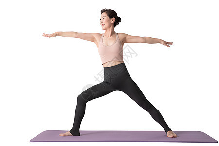 不看镜头中年女练习瑜伽图片