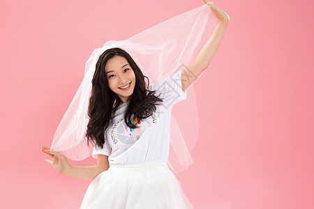 美女 半身青年文化大半身休闲装带着头纱的青年女人背景