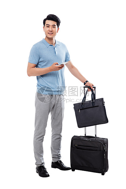 成年人无线电技术精力拿行李箱的商务男士图片