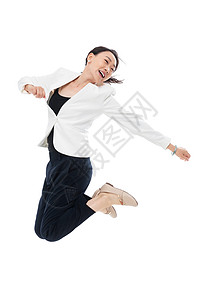 动态动作办公室职员精力兴奋跳跃的商务女士图片