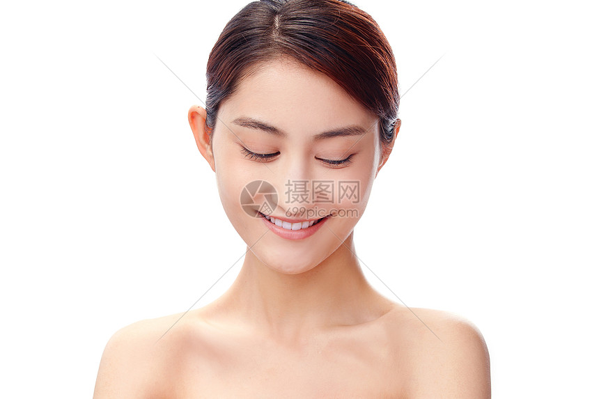 个人护理皮肤美容青年女人妆面肖像图片