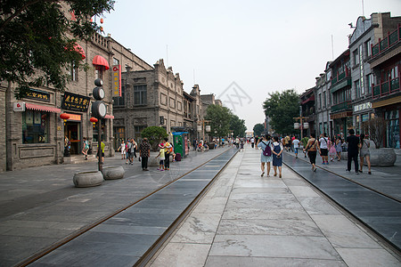 水平构图发展都市风景北京前门大街背景图片