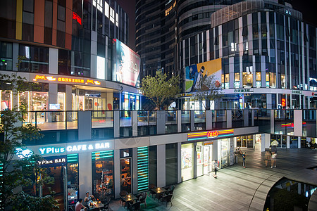 夜晚道路北京商业街夜景背景