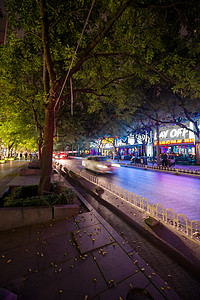 酒吧海报素材北京商业街夜景背景