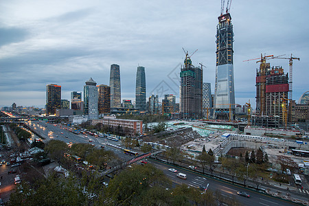 当地著名景点建筑工地水平构图北京CBD建筑图片