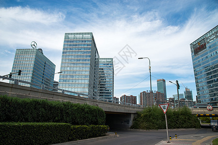 北京的城市街道和高楼商场图片