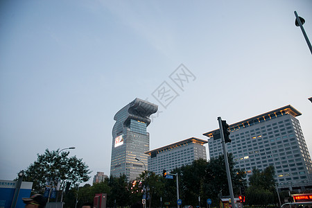 北京盘古大观建筑广场水平构图北京奥体中心背景