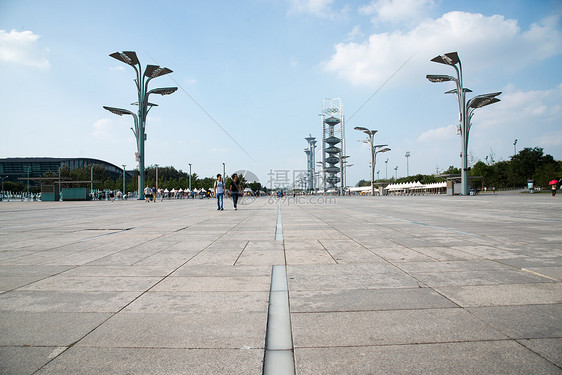 旅行路灯水平构图北京奥体中心图片