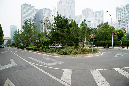 北京CBD北京城市道路和商务办公楼背景