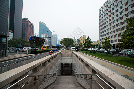 现代汽车素材北京城市建筑和道路背景