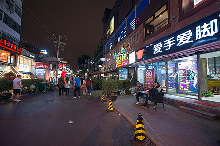 城市夜晚道路北京城市商场和街道背景