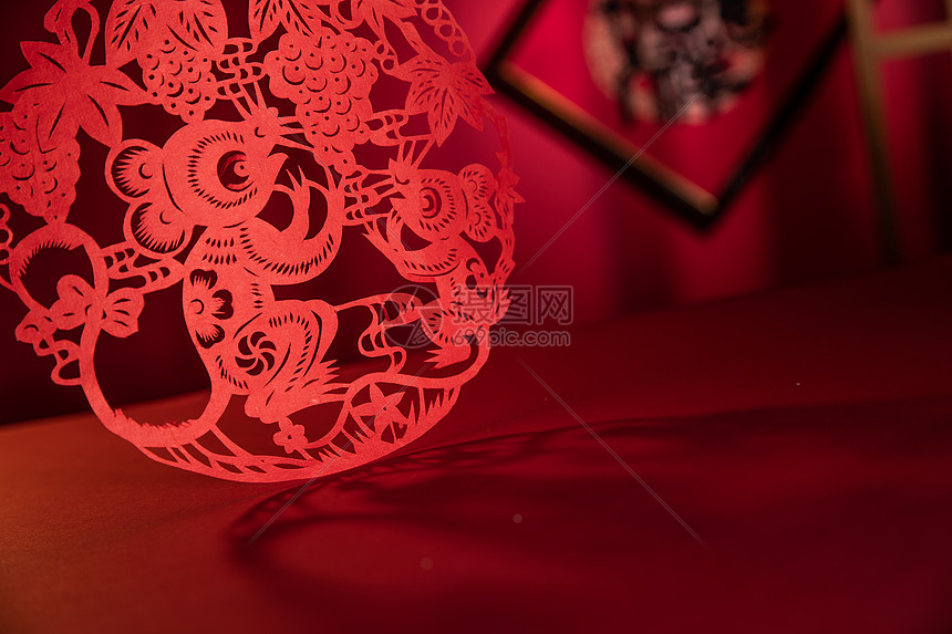 鼠年传统文化彩色图片剪纸图片