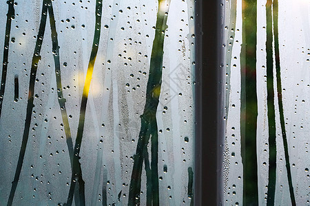 玻璃窗特写无人雨后的窗户背景