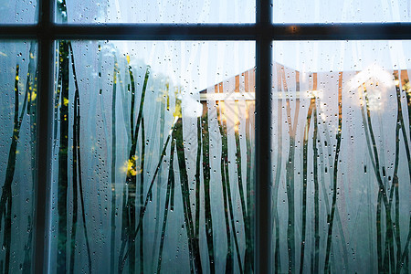 雨后的窗户看天气转晴图片