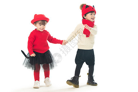 2岁到3岁休闲装红色两个小朋友庆祝新年图片
