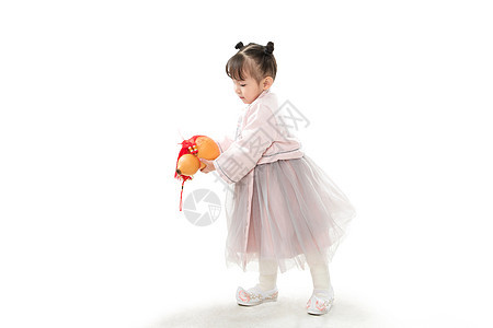童年活力传统节日可爱的小女孩拿着葫芦图片