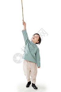健康的传统节日无忧无虑一个小男孩手拿灯笼竿图片