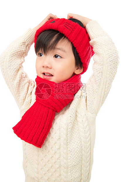 传统庆典红色无忧无虑快乐玩耍的小男孩图片
