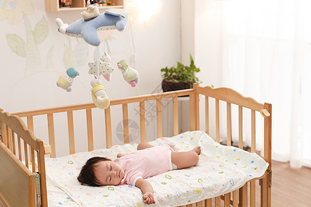水平构图家庭女孩宝宝睡觉图片