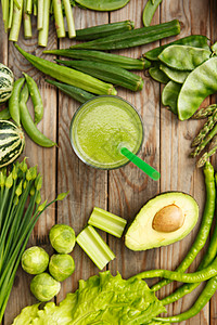 豆角青菜绿色健康新鲜蔬菜和水果背景