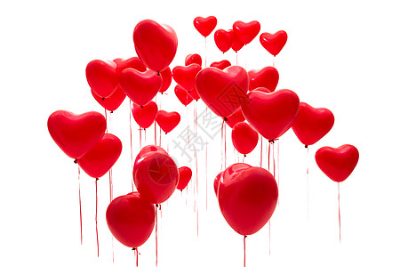 情人节专题半空中彩色图片东亚心型气球背景