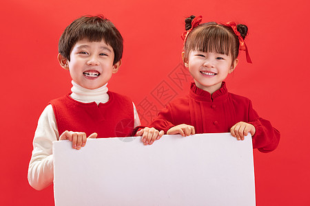 纯净兄弟姐妹单纯两个小朋友拿着白板图片