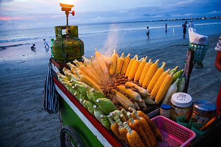 印度街头海滩饮食街头食品巴厘岛海边小吃背景