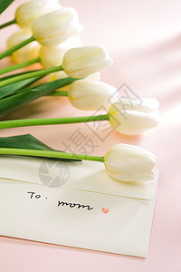母亲节感谢贺卡和花朵背景图片