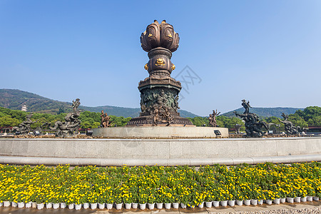 佛教祈祷风景区东亚户外江苏省无锡灵山大佛背景