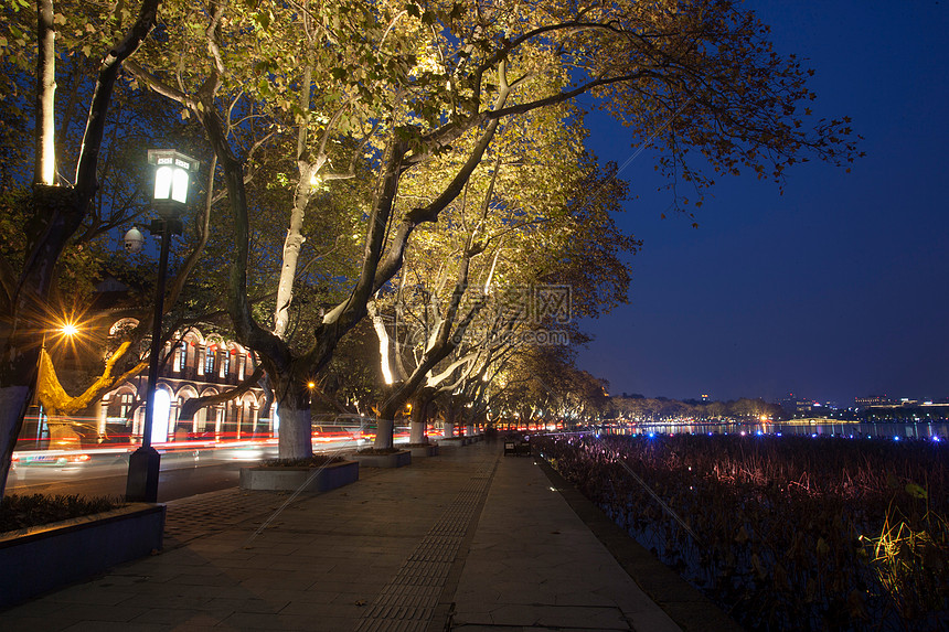 浙江省杭州西湖夜景图片