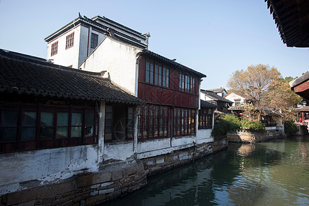 乡村美景名胜古迹旅游目的地江苏省昆山市锦溪古镇背景