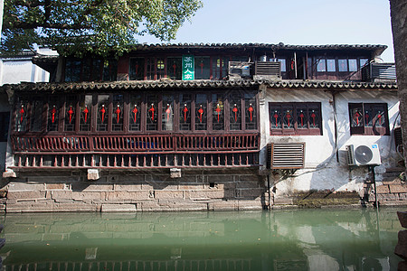 乡村美景旅游目的地江苏省昆山市锦溪古镇背景