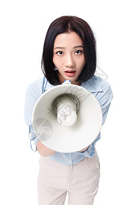 青年女人拿着扩音器图片