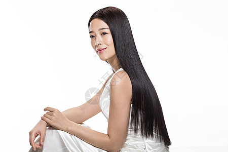 水平构图亚洲人东方人有着柔顺的长发的美女图片