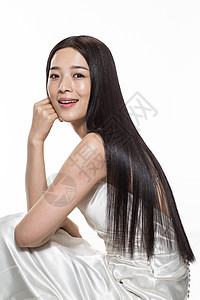 背景分离摄影亚洲人有着柔顺的长发的美女背景
