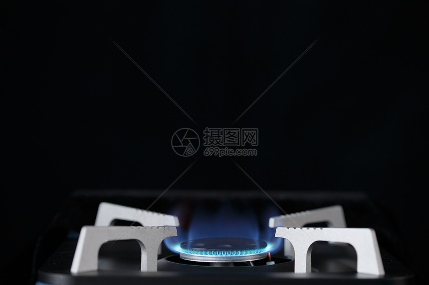 燃烧厨房影棚拍摄燃气灶图片
