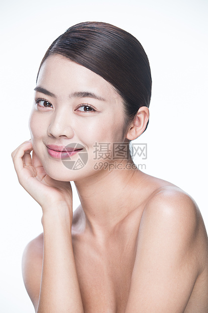 健康的垂直构图皮肤青年女人妆面肖像图片