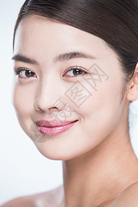 亚洲人漂亮的人表现积极青年女人妆面肖像图片
