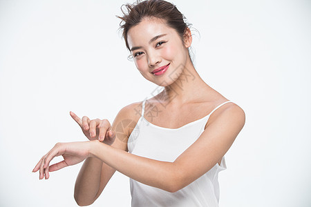 东亚摄影表现积极青年女人妆面肖像图片