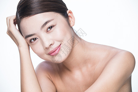 皮肤摄影水平构图青年女人妆面肖像图片