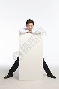 成就沟通亚洲商务青年男人拿着白板图片