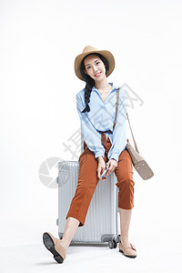 中国年轻人侧面视角彩色图片享乐青年女人旅行背景