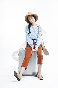 护照行李彩色图片青年女人旅行图片