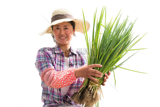 中年女人拿着一捆小葱图片