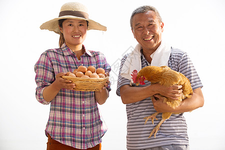 农民拿着鸡和鸡蛋图片